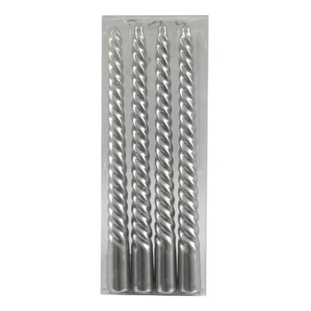 Silver Twist Taper Candles