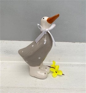 Ceramic Polka Dot Duck - Grey