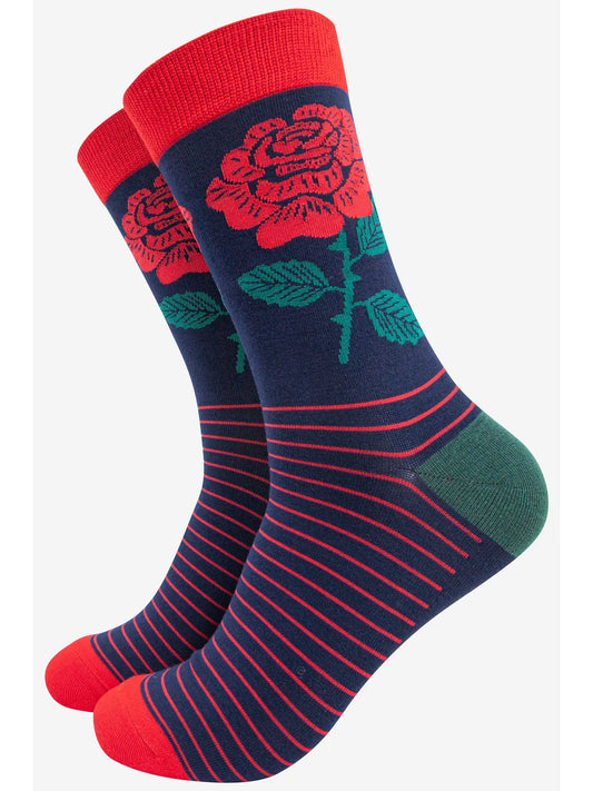 Men's English Rose Floral Print Bamboo Socks