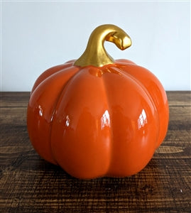 Large Ceramic Pumpkin Ornament - Orange