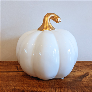 Large Ceramic Pumpkin Ornament -  White