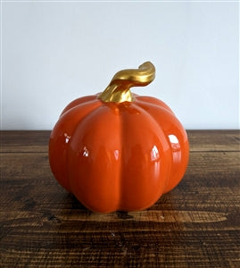 Small Ceramic Pumpkin Ornament - Orange