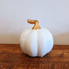 Small Ceramic Pumpkin Ornament - White