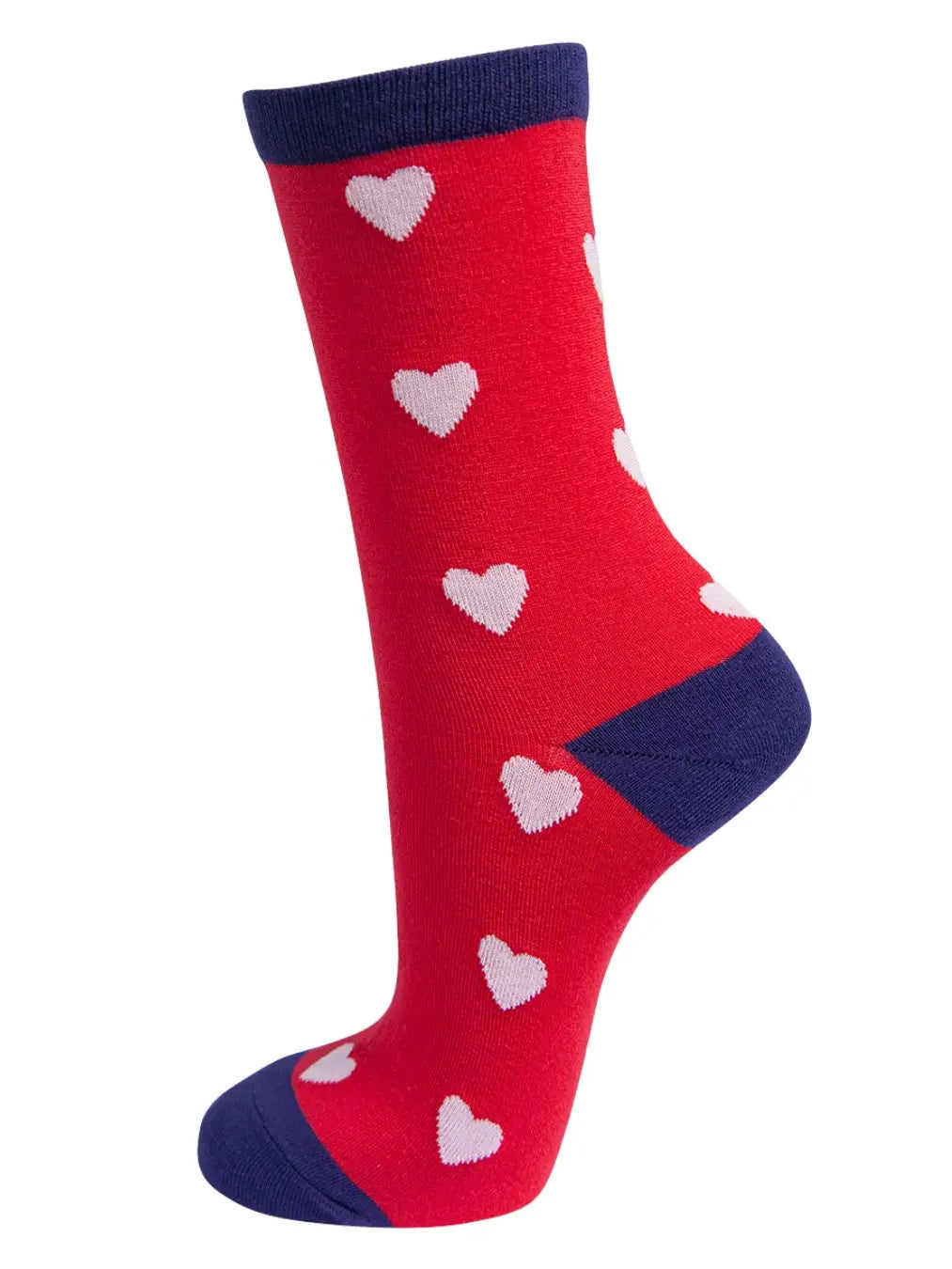 Ladies Red Love Heart Bamboo Socks