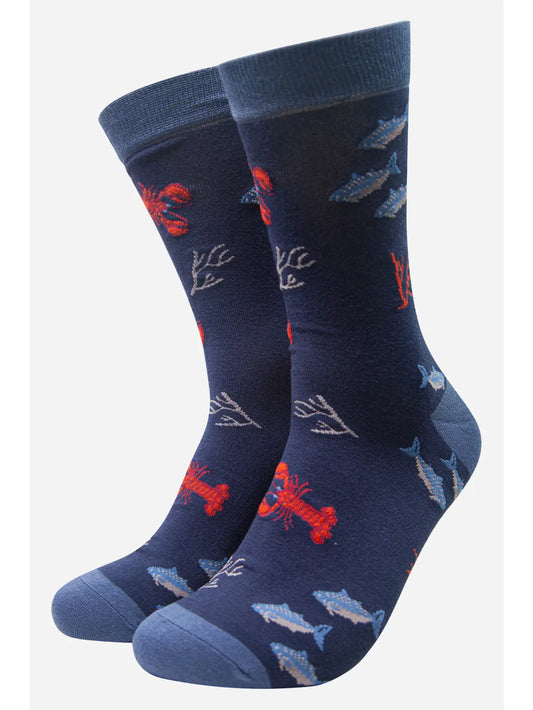 Men's Lobster & Fish Print Bamboo Socks