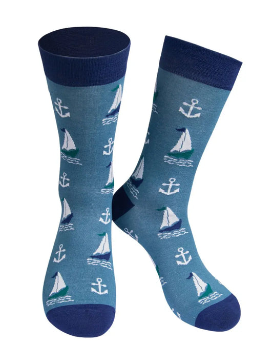 Men's Nautical Sailing Print Bamboo Socks