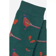 Men's Green Pheasant Print Bamboo Socks