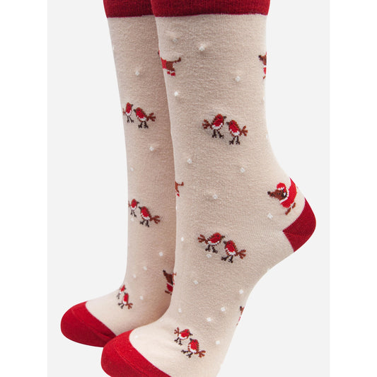 Ladies Festive Sausage Dog Print Bamboo Socks